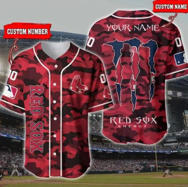 Custom Monster E Red Baseball Jersey HG