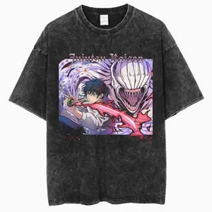 "FUSHIGURO" - Jujutsu Kaisen Anime Vintage / Acid Washed Oversized T-Shirt 1VF