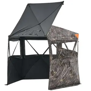 【DealsForYouDays】VEVOR Hunting Blind,  6-7 Person Ground Blinds with Carrying Bag, Portable Camouflage Tent, Reinforced Durable Concealed Shelter with Silent Zipper Door and Window, for Turkey and Deer