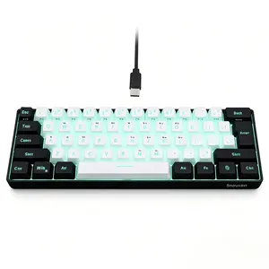 Compact 61-Key Wired creamy Keyboard, 60% Layout   Gaming & Office Keyboard, Black-White Waterproof Mini Keypad for PC, Mac, Travel & Daily Typing collection rgb rainbow backlit