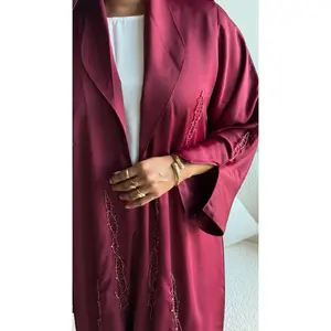 Burgundy Open Abaya - High-Quality Soft Fabric, Open-Front Design, Elegant & Modern Style, Versatile for Casual and Formal Outings Shimmering Starlight eid outfit Long Modest