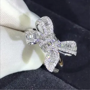 Big bow full of zircon bow step diamond ring zircon ring daily wear