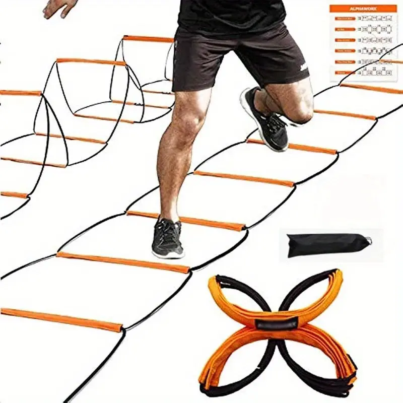 Present 1 Pack Orange Polyester Fiber Multifunctional Agility Ladder for Soccer Training with Coordinated Footwork Drills Speed Training Equipment