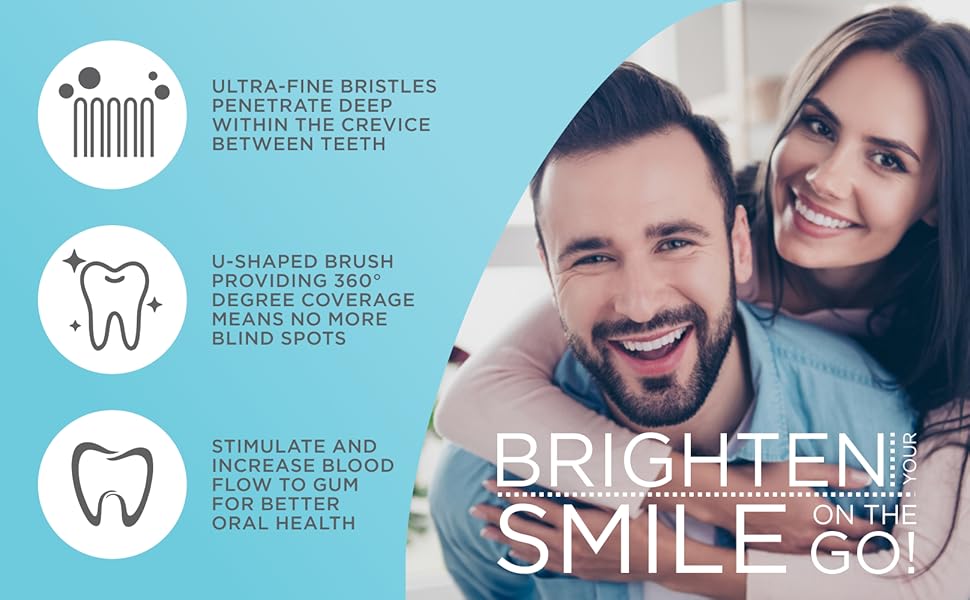 Ultrasonic U-Shaped Toothbrush for Teeth Whitening, Electric Toothbrush For Adults - 360° Mouth Cleansing, Hands Free Gums Protection - Wireless Charging & LED Light -Waterproof IPX7 Certified