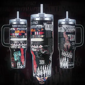 Three Days Grace The Alienation Tour 2026 40 oz Vacuum Insulated Tumbler with Handle Straw Flag Rock Band Merch, Keeps Drinks Hot/Cold 12H+ 18/8 Stainless Steel Travel Mug for Rock Music Fans Concert Gift for Metalheads Alternative Music Lovers