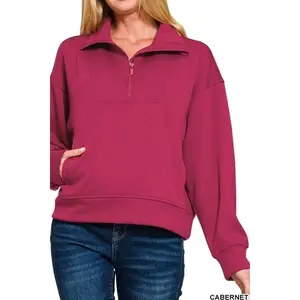 Cabernet Scuba 1/2 Zip Wide Pants Set