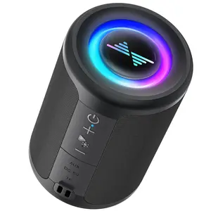 Small Portable Bluetooth Speaker with Lights, TWS Stereo Surround Sound, Type C Powered, Bluetooth 5.3, AUX TF Card Input, Wireless for Outdoor Home, Coolest Gifts