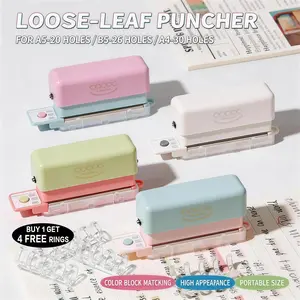 ✨Buy 1 Get 4 FREE Rings✨ Aesthetic Dopamine 5-Hole Paper Puncher | Mini Portable Loose Leaf Punch for A4 A5 B5 Notebooks | DIY Journaling Must-Have 💖 Smooth Hole Puncher