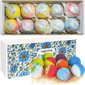 Nagaliving Bath Bombs Gift Set, 10 Organic Bubble Bombs, for Valentine\u2019s Day, Christmas
