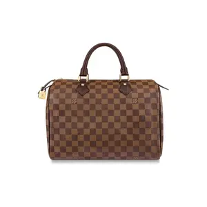 Pre-owned Louis Vuitton Coated canvas Crossbody Bags 30 Speedy with cowhide leather trim brown pillow bag handbag
