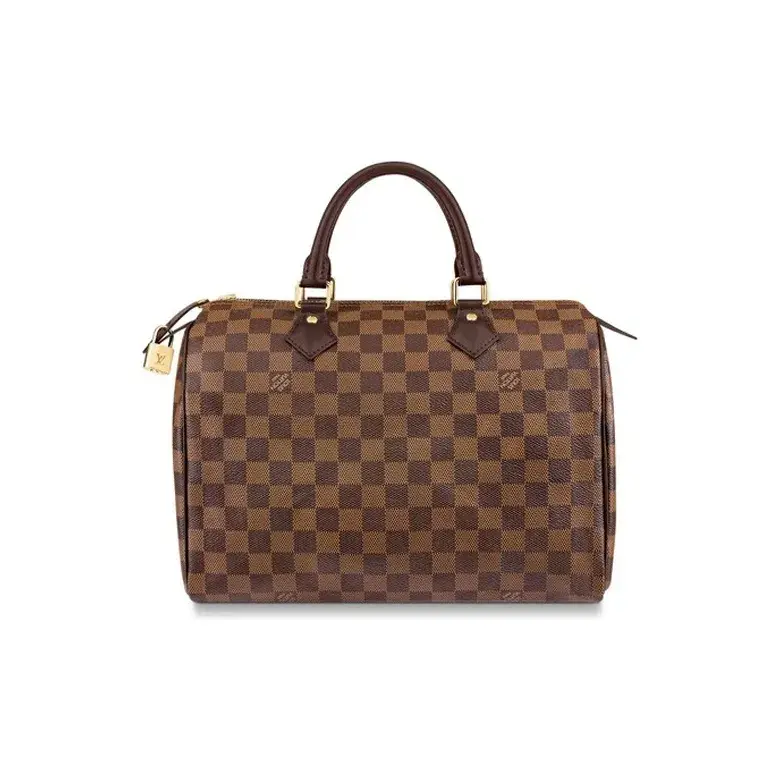 Pre-owned Louis Vuitton Coated canvas Crossbody Bags 30 Speedy with cowhide leather trim brown pillow