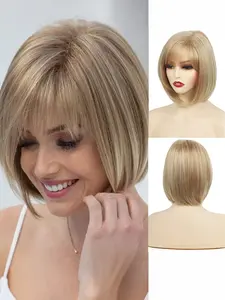 Women's Short Curly Synthetic Hair Wig, Machine Made Wigs, European Style, Suitable for Daily Wear, Parties, Holidays