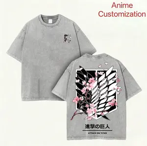 Attack On Titan Anime Unisex Tee | Wings Of Freedom AOT Shirts - Eren Acid Wash Shirt Graphic Tee Casual Menswear Soft Top Sweater, Hoodie | AOT Streetwear Style Tee