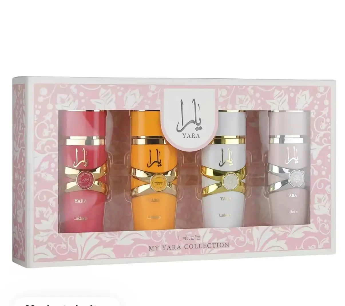 Lattafa Yara Women's Fragrance 4-Piece Multi-Pack, Includes Fragrance Samples and Floral Perfume Spray