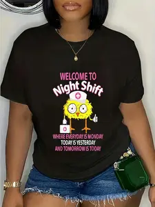 100% Cotton BSN LPN CNA Funny Nursing Chick Welcome To Night Shift Nurse T-Shirt