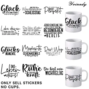 UV DTF Transfer Sheets,  Mark Cup Wraps, 12 Pieces German Quote Patterns Random Designs UV DTF Transfer Paper Waterproof And Scratch Resistant Transfer Paper Suitable For Cups Decorations Uvdtf Sticker Graphic Decal Bottles Computer