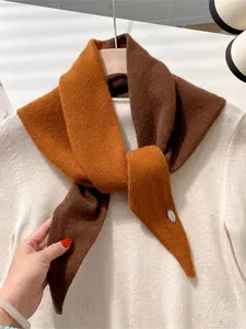 Women's Elegant Casual Winter Scarf, Striped Triangle Shawl 40x120cm, 100% Wool Knitted Hijab, New Fashion Accessory