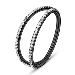 KUTLAN 18G Titanium Black Double Row Diamonds Hoop Nose Ring Hoops,Nose Piercings, Double Nose Ring For Single Piercing, Septum Conch Helix Daith Lip Piercing woman Jewelry ,Women's Body Piercing Rings jewelry love