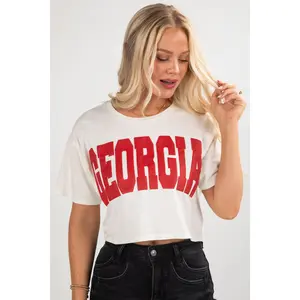 Off White Georgia Block Letter Cropped Tee