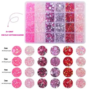 24 Grid Ab Color Resin Flat Bottom Drill Set, DIY Rhinestone, Elegant Rhinestone Decorated, DIY Clothing Nail Art Drills, Multi-Purpose Multifunctional Kit, Perfect Gift for New Year Valentine's Day