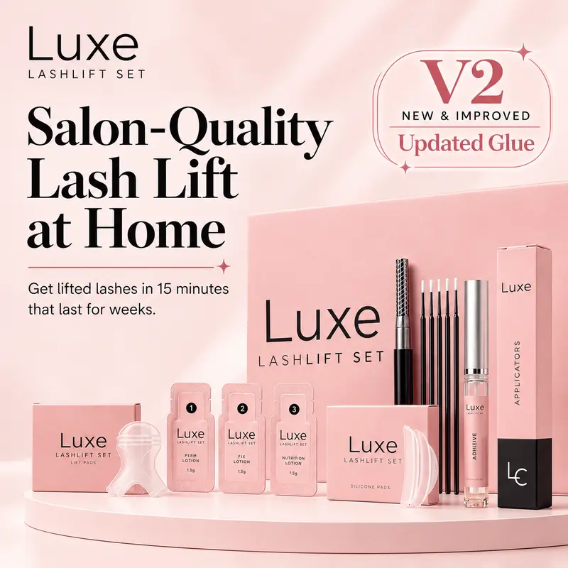 Luxe Lash Lift & Tint Makeup Set Bundle - At Home DIY Kit with Free Lash/Eyebrow Tint Gift, Back to School Beauty Tool