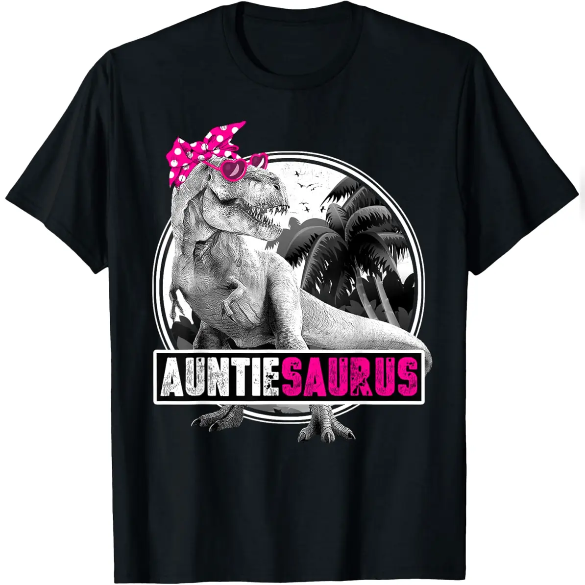 Auntiesaurus T-Rex Dinosaur Auntie Dinosaur T-Shirt Everyday Cotton T-Shirt