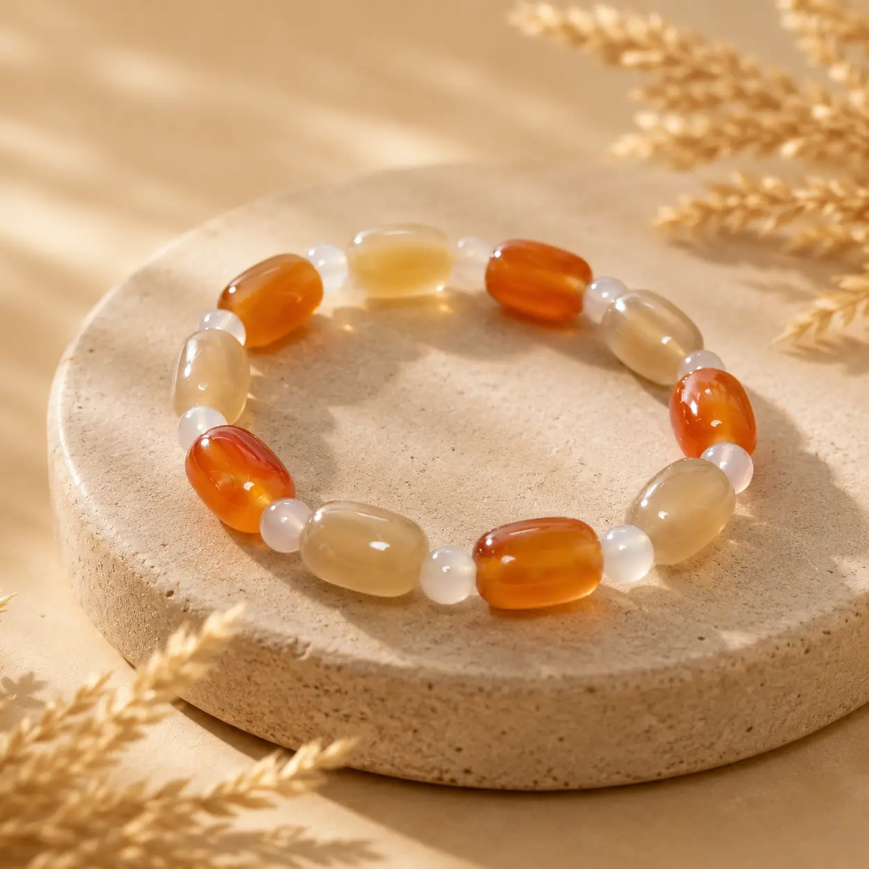 Fashionable bracelet featuring a uniquely designed natural crystal agate design