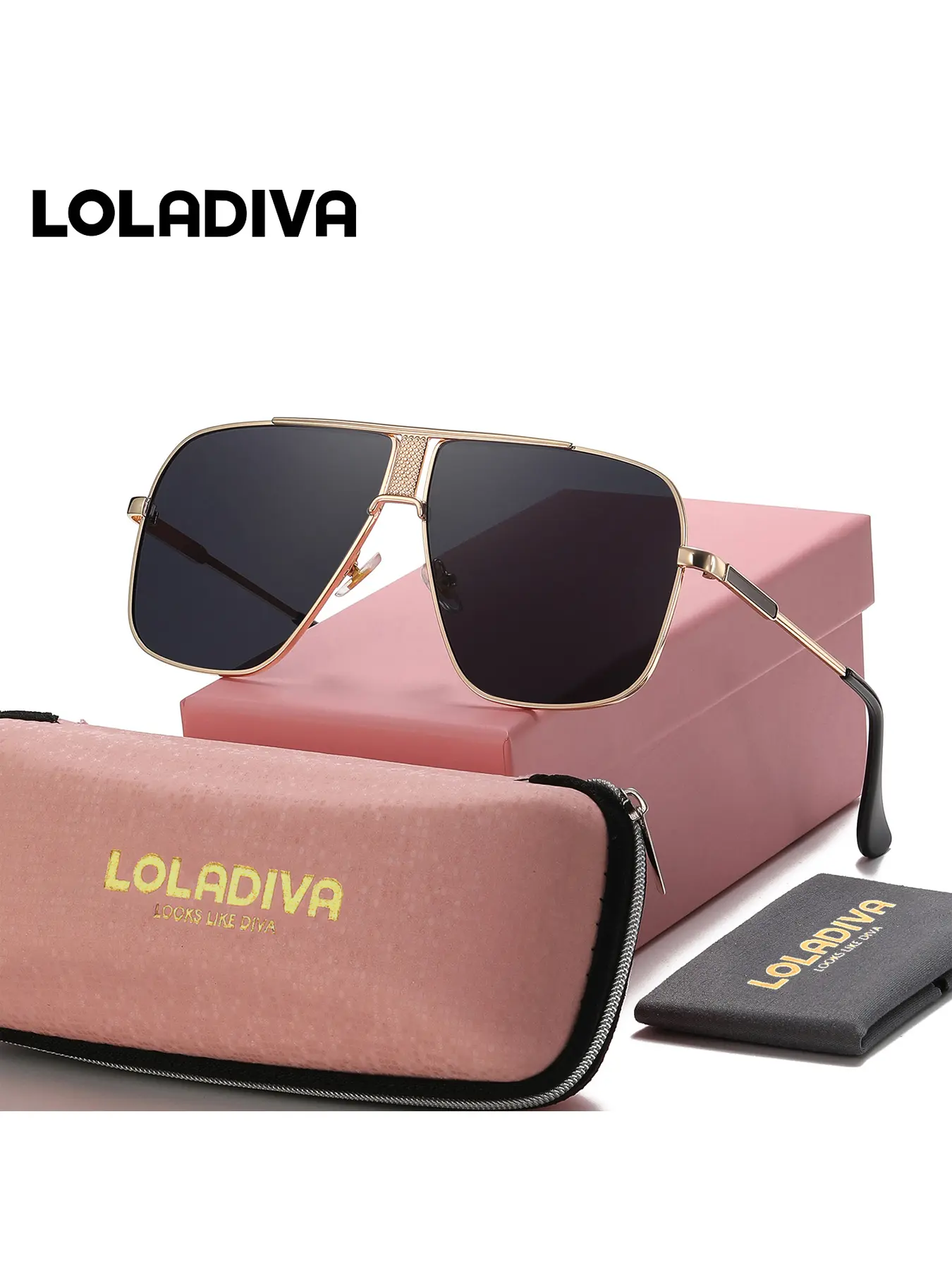 LOLADIVA Unisex Distinctive Design Full Frame Sunglasses Exquisite Elegant Geometric Sunglasses UV400