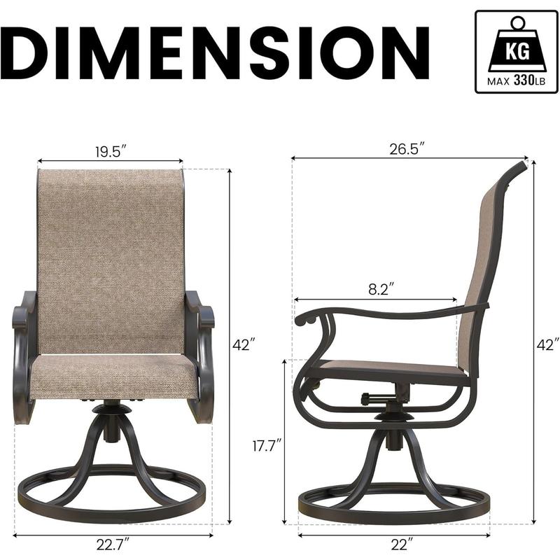 Amopatio Modern Patio Swivel Chairs Sets, Outdoor Dining Chairs with Back, All-Weather Swivel Rocker Chair for Poolside/Garden/Porch/Deck