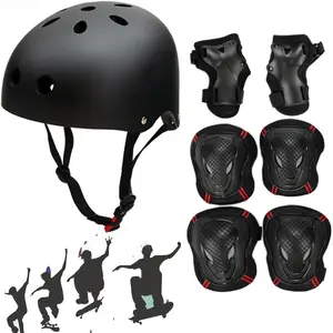 Adjustable Youth Kids Protective Gear Set - Skate Helmet with Knee Elbow Wrist Pads for Outdoor Sports BMX Skateboard Scooter Bike Roller Skating