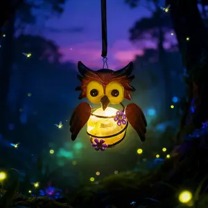 Metal Solar Owl Outdoor Statue Light, Solar Lights Outdoor, Night Glow Lighting, Decorative Garden Yard Gift, Holiday Style Resin Crafts
