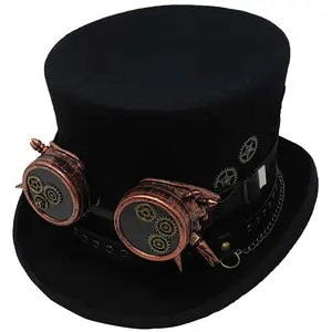Top Hat with Goggles | 6" Tall Victorian Mad Hatter Steampunk