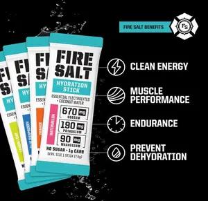 Fire Science Fire Salt Hydration Sticks, Electrolytes & Coconut Water, Hydration Drink Mix with Magnesium, Potassium & Sodium, Zero Sugar, Single Serve On the Go Packs, Variety Pack Flavors, 12 Count
