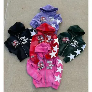 New retro punk oversized men hoodie sweatshirt Harajuku hip-hop high strt pattern zipper sweatshirt men and women Menswear Tops