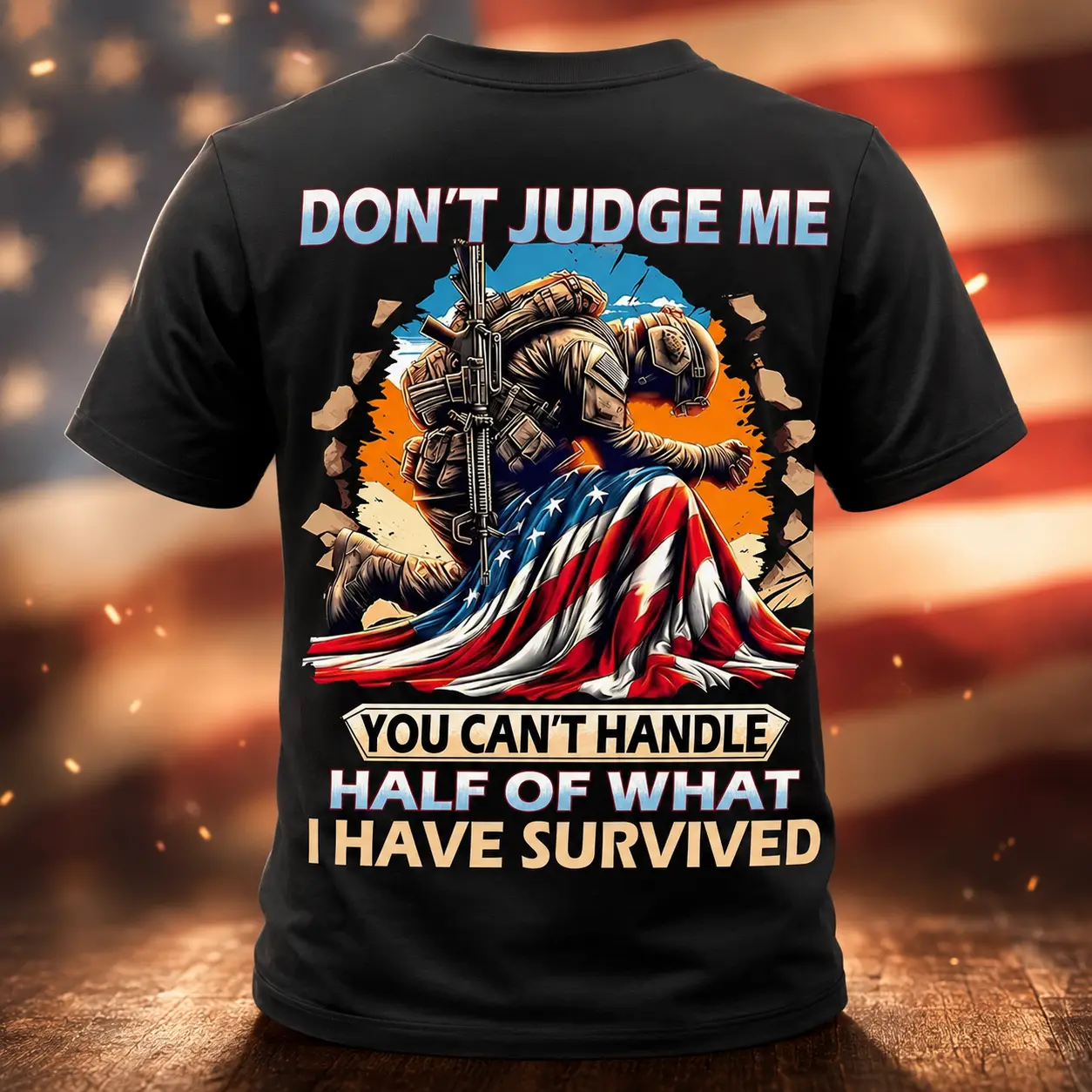 Veteran Survivor Graphic T-Shirt, Patriotic Military Tribute Tee, Unisex Black Shirt