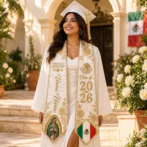 Personalized Mexican Graduation Stole 2026, Virgen de Guadalupe Catholic Sash, Orgullo Mexicano Senior Gift