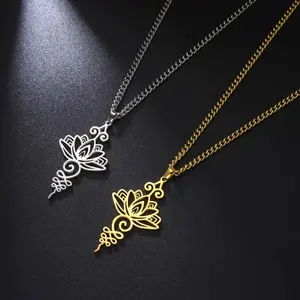 Fashionable couple lotus pendant necklace, simple hollow out new trend versatile accessory accessories, daily banquet gifts