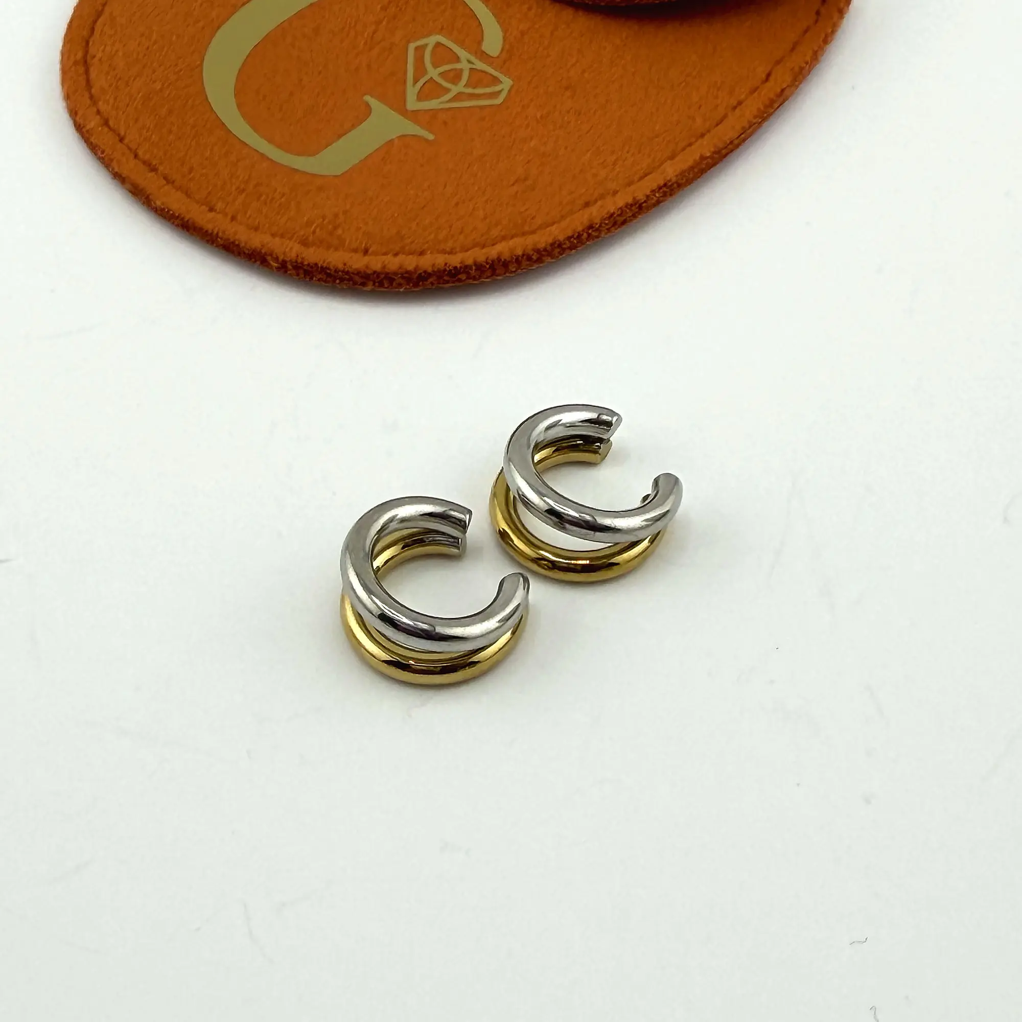 Two Tone Open Hoop Earrings Waterproof