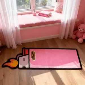 Creative Lighter Shaped Carpet Mat, Soft Easy Clean Plush Rug, Decorative Rug, Soft Area Rug, Fashion Sweet Artistic Home Decor for Living Room Bedroom