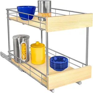 LYNK PROFESSIONAL® SELECT™ Pull Out Cabinet Organizer - 11" x 21" - Slide Out Drawer for Kitchen Cabinets - Sliding Pantry Shelves - Roll Out Shelf for Pots, Pans, Lifetime Ltd Warranty - 2 Tier