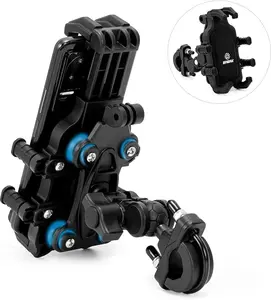 Motorcycle Phone Mount Holder - [Dual Vibration Dampener] [Anti-Shake Anti-Theft] Bike Phone Holder, Adjustable Handlebar Cellphone Cradle for Bicycle Road Scooter ATV Fit 5.4''-7.2'' Smartphone