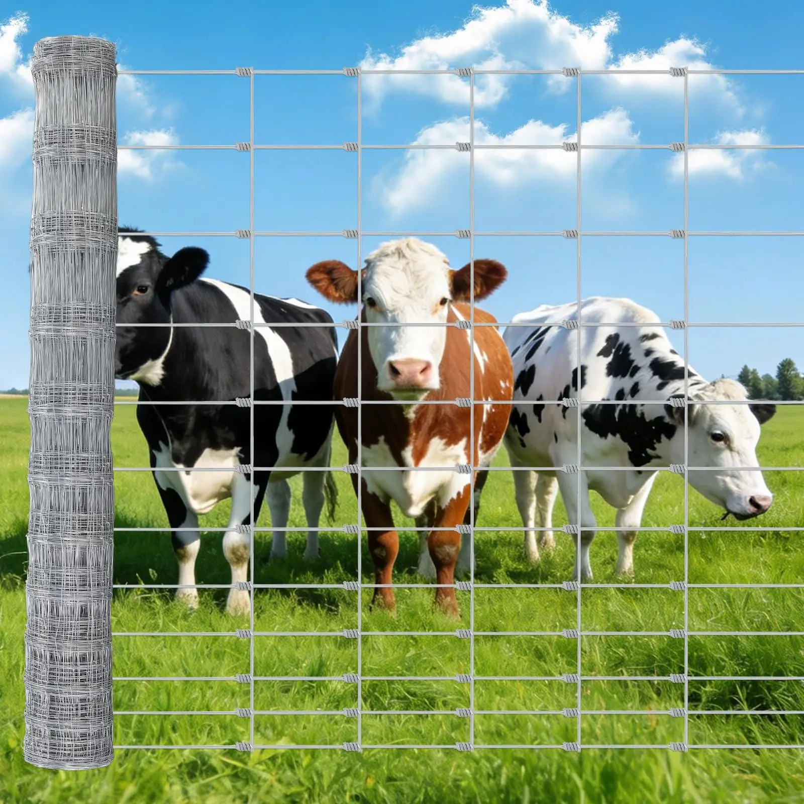 GARVEE Cattle Fence 6 ft x 328 ft, Heavy Duty Galvanized Wire Fencing for Deer, Goat, Hog, Sheep, Heavy Zinc Coating Farm Wire Fence for Livestock & Yard Protection