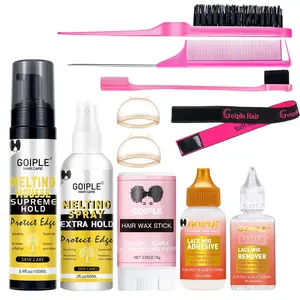 Goiple Beginner Lace Wig Kit, Lace Glue, Waterproof Long-Lasting Invisible Adhesive, Melting Spray, Remover, Strong Natural Hold, Control Wig Set