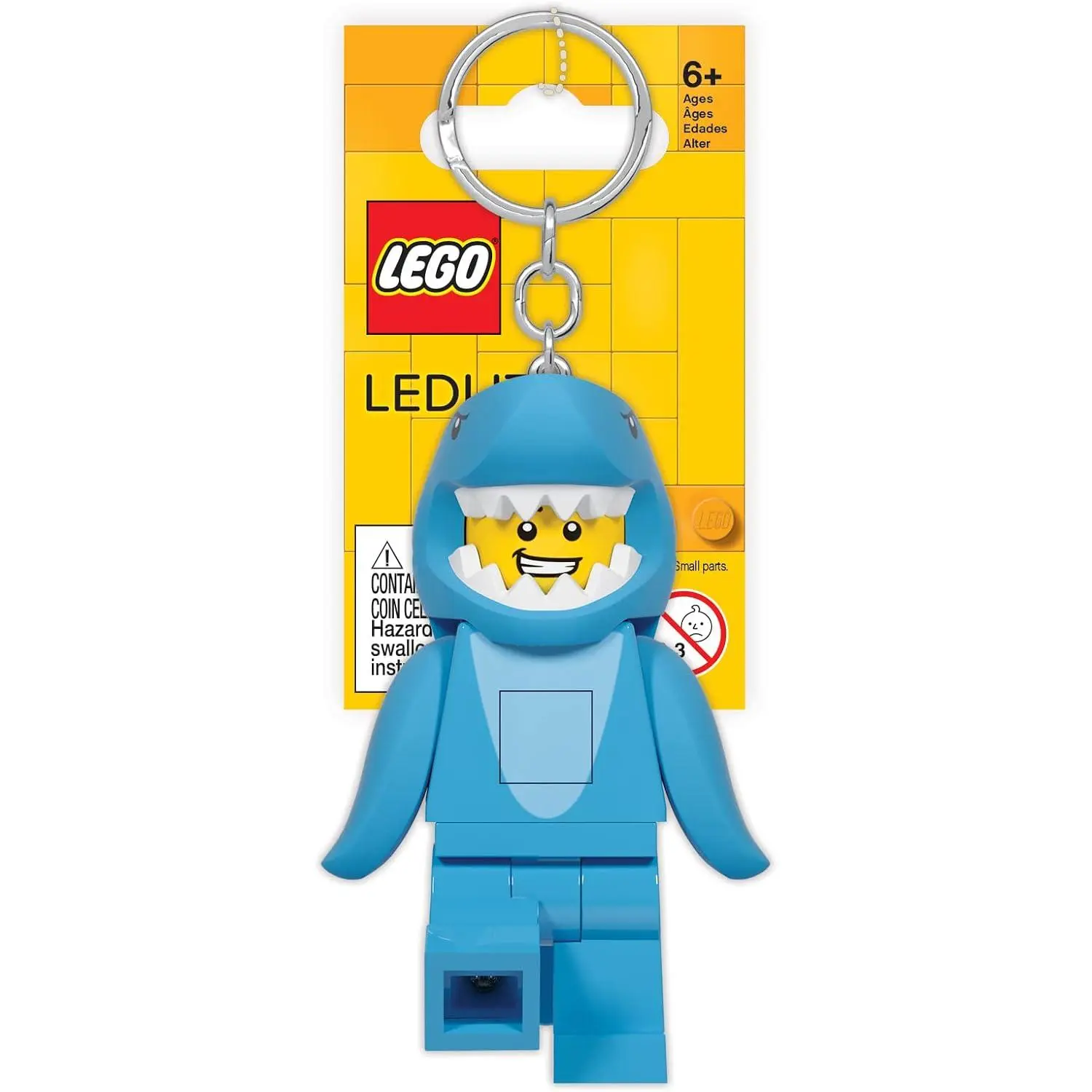 LEGO Keychain Light - Shark Suit Guy (KE155H), Extra-Large 3 Inch Tall, Posable Flashlight with Batteries Included - Fun Gift for Pediatric Nurses, Kids & LEGO Fans Ages 6+