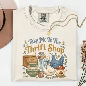 Comfort Colors Take Me To The Thrift Shop T-Shirt, Vintage Thrifting Unisex T-Shirt, Retro Graphic Top, Funny Thrift Lover tshirt
