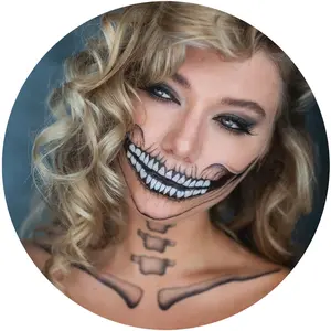 2 x Classic Skull Temporary Tattoo Halloween Costume for Men and Women, Adult, Face Sticker