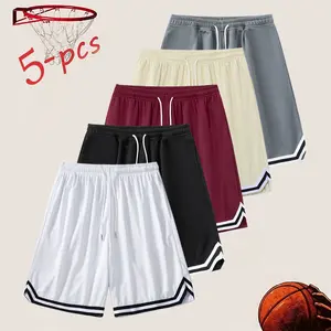 5-Pack Casual Sports Basketball Shorts — Warm-up, Shooting & Running Shorts; Quick-Dry Fitness Training Shorts