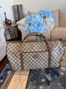 Pre-owned GUCCI Coated Canvas and Leather Travel Bags Duffel Bag in Fantastic Condition