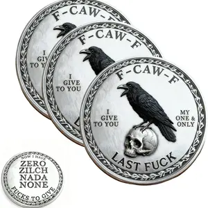 Funny Raven Challenge Coins Set, Humorous Adult Joke Money, Unique Gift for Friends, 3-Piece F-Caw-F Coin Collection