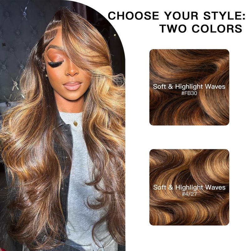 [Wequeen]  Pre-colored #FB30 2"x6" Lace Closure #P4/27 Highlight Upgrade Body Wave Transparent Lace 14-18inch Budget Friendly